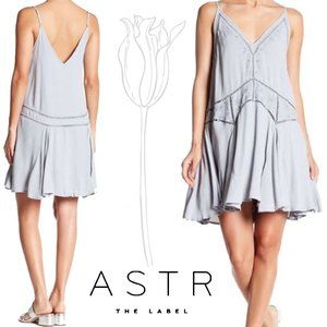 ASTR the Label Paulette Slate Grey Embroidered Dress